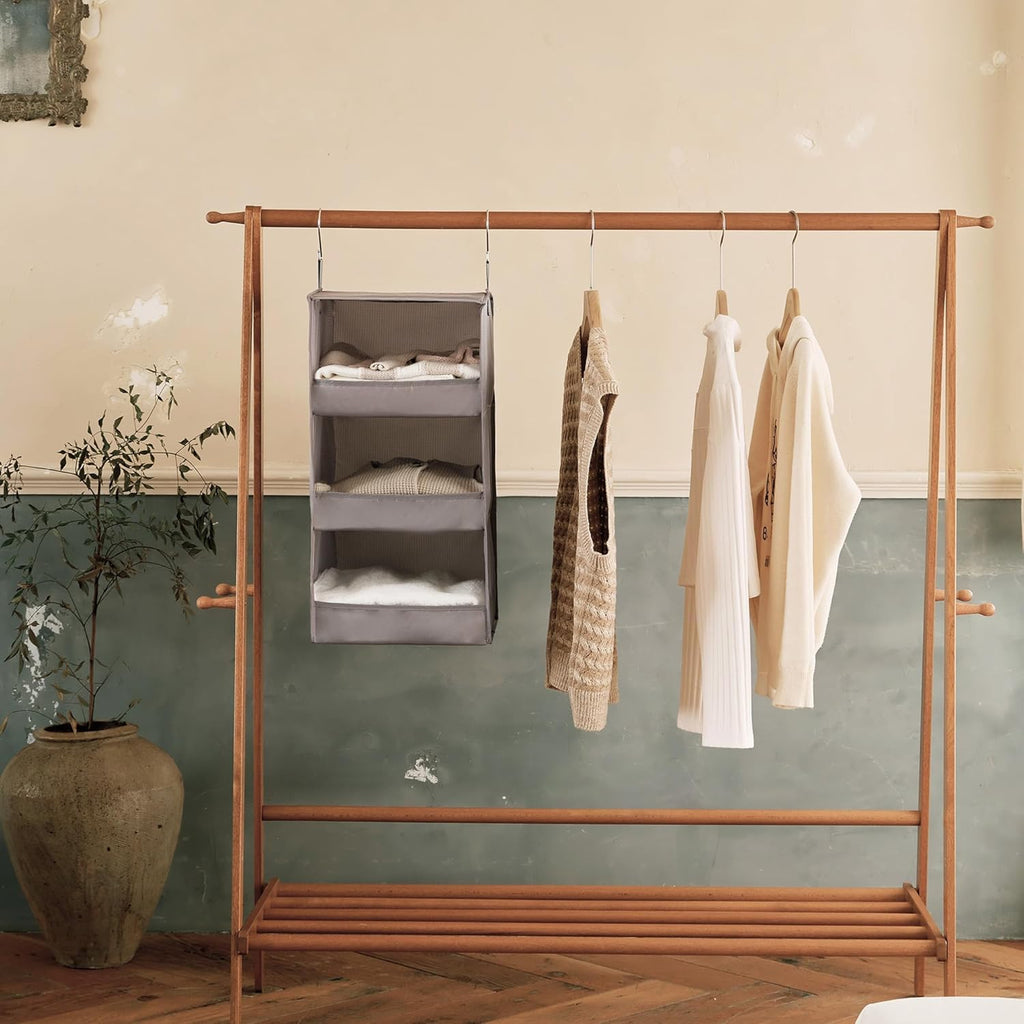 GRANNY SAYS 3-Shelf Hanging Closet Organizer and Storage, Collapsible Hanging Closet Shelves, Hanging Organizer for Closet & RV, Gray, 29 ½" H X 12" W X 12" D, 1-Pack