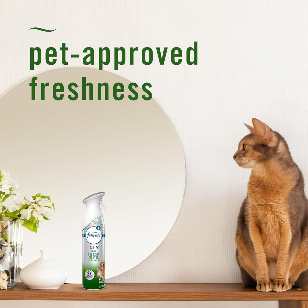 Febreze Air Mist Air Freshener Spray, Odor-Fighting Room Spray, Air Fresheners for Home and Bathroom and Kitchen, Aerosol Can, HD Pet Odor Fighter Scent, 8.8oz, 3 Count