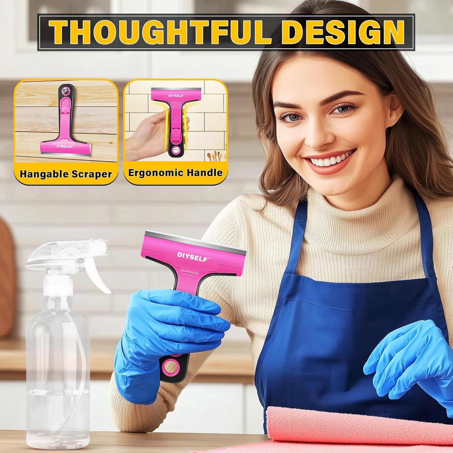 DIYSELF 1 Pack Razor Blade Scraper with 10 Extra Razor Blades, Scraper Tool, Glass Scraper for Cleaning, Glass Stove Top Scraper, Window Scraper, Paint, Cooktop, Oven Scraper, Razor Scraper Tool