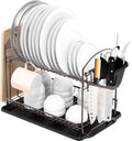 SIMPLE HOUSEWARE 2-Tier Dish Rack with Drainboard, Bronze