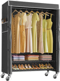 VIPEK R3C Plus Garment Rack - Rolling Clothes Rack with Locking Wheels, Heavy Duty Portable Closet with Adjustable Shelves & Side Hooks, Black