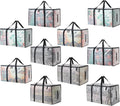 Heavy Duty 93L (24.5 Gallon) Stackable Storage Bins with Fully Openable Lids, Moving Bags Heavy Duty, Clear Plastic Totes for Moving Storage, Home Organization, Closet, Dorm Room. 10 pack