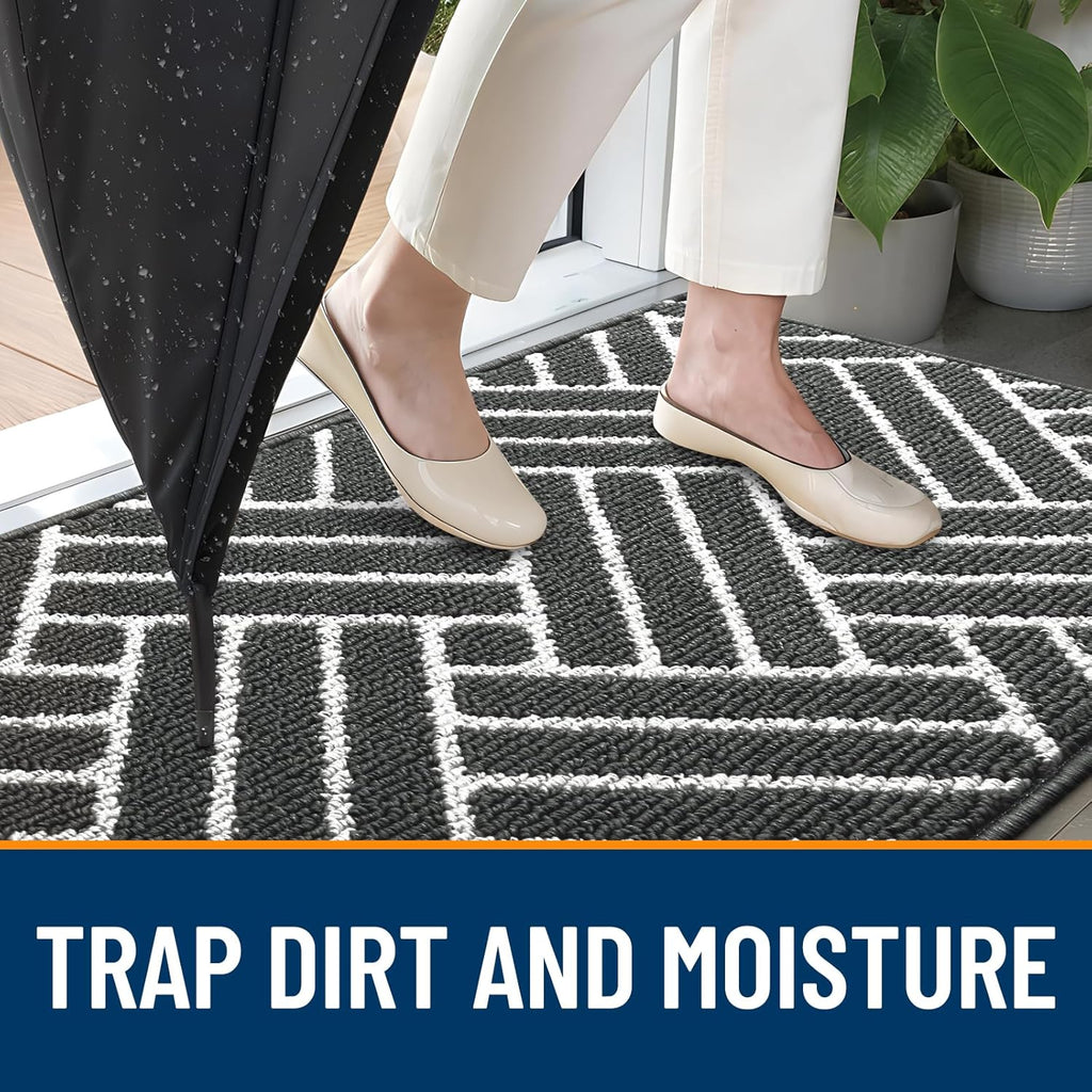 OLANLY Indoor Door Mat, 48x32 Inch, Dirt Resistant and Absorbent, Non-Slip Rubber Backing Floor Mats, Easy Clean Low-Profile Doormat for Entryway, Front Door, and Inside Entrance, Charcoal