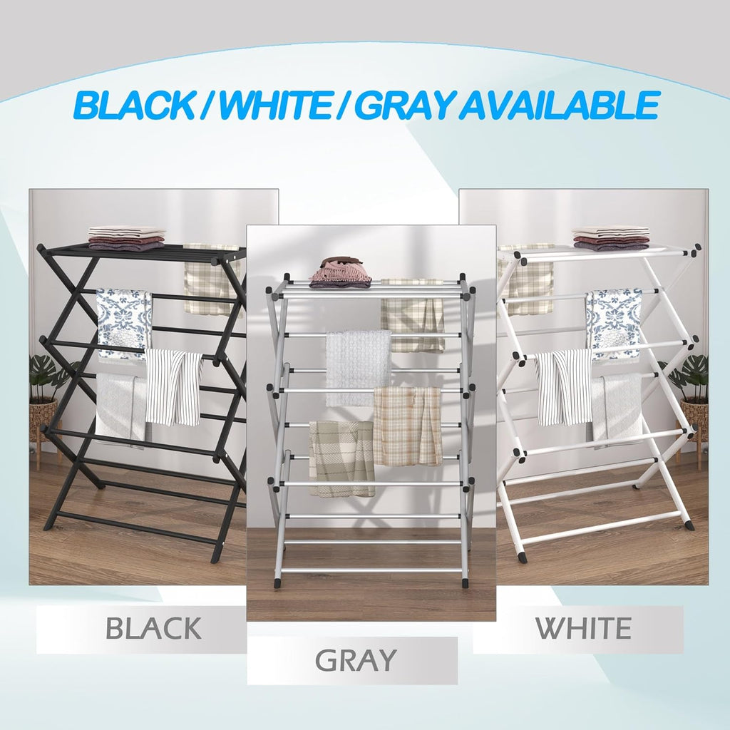 Household Indoor Folding Clothes Drying Rack, Dry Laundry and Hang Clothes,Towel Rack (Black)
