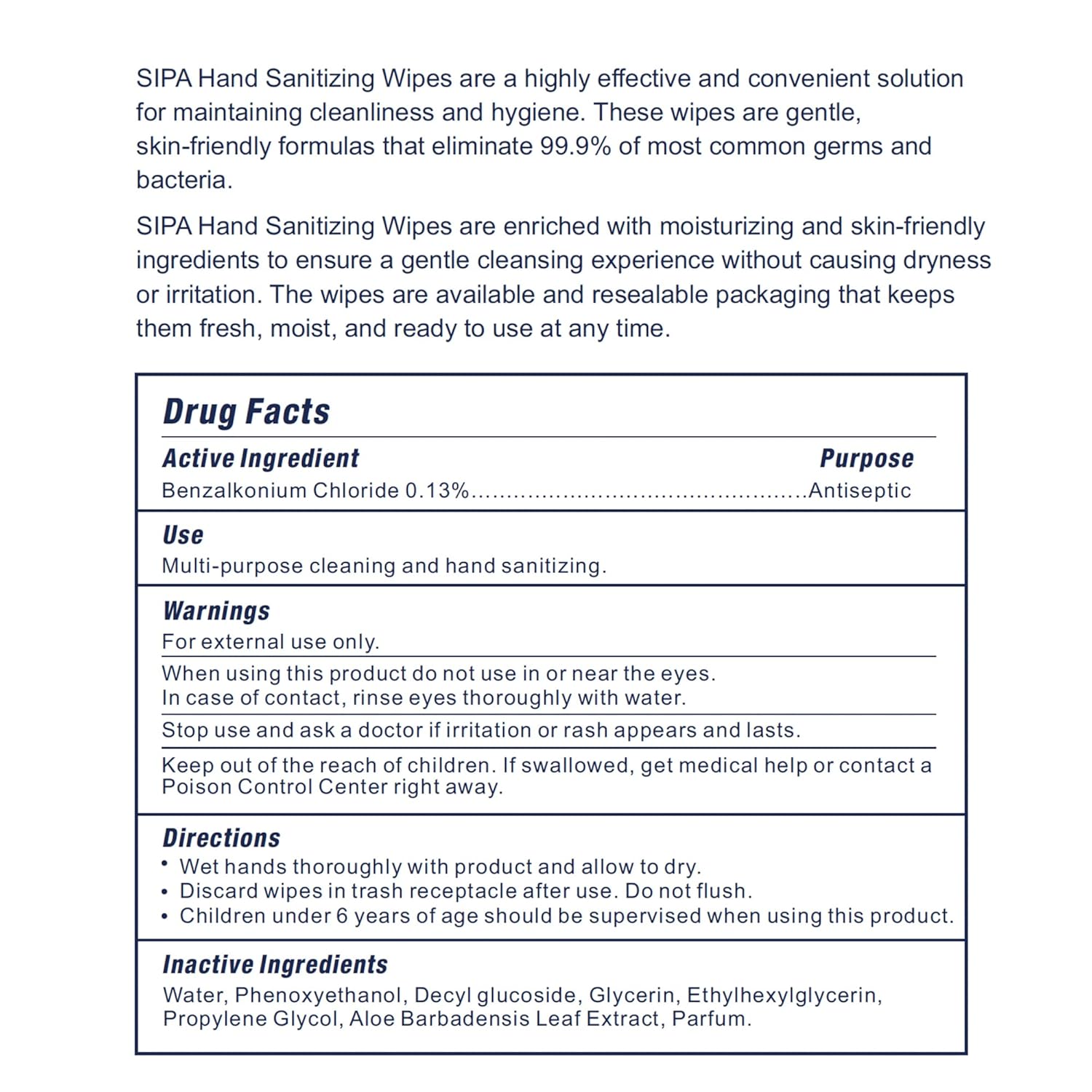 SIPA Hand Sanitizing Wipes 100 WIPES/CANISTER, Soft Textured Wipes, Fresh Scented, (24 CANISTERS)