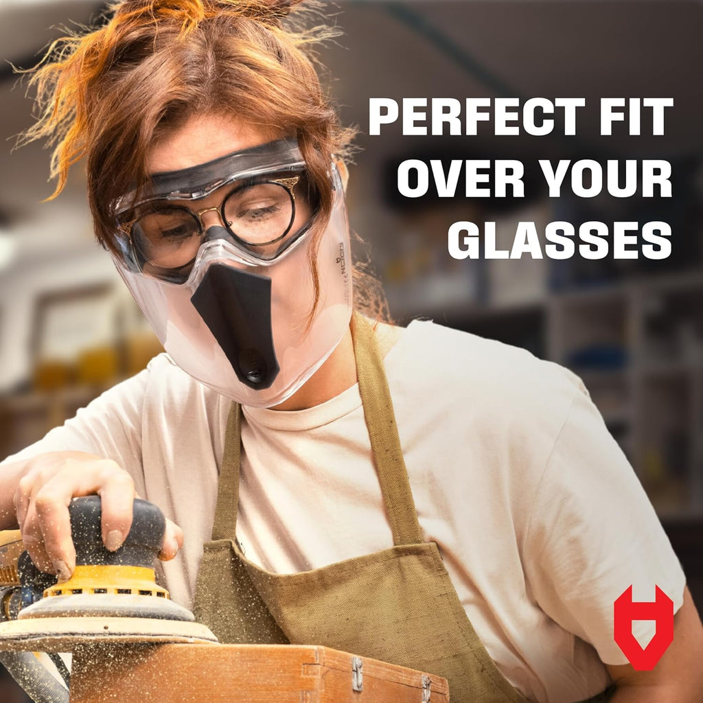 NoCry Safety Face Shield Mask for Work with Premium Anti Fog and Anti Scratch Technology — Durable ANSI Z87.1 Certified Grinding Face Shield with Extreme Impact Resistance