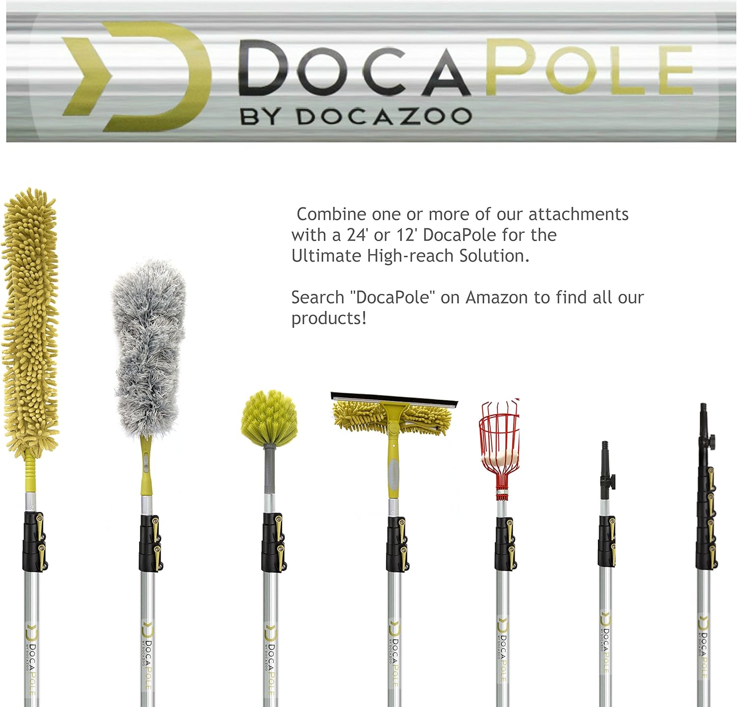 DOCA Scrub Brush Attachment for Long Handle Extension Pole - Outdoor Broom and Scrubbing Brush for House Floor, Deck, Patio, Car - Hard Brush