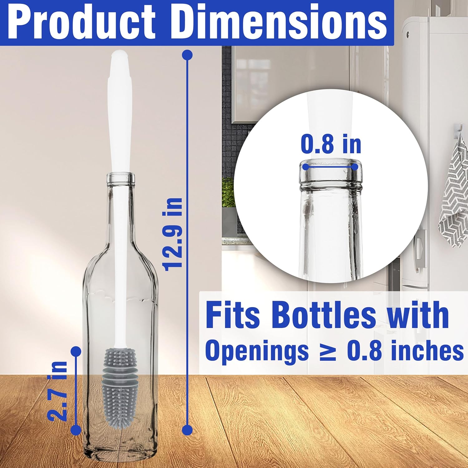 PHYEX 2 Packs Long Handle Bottle Brushes, Water Bottle Cleaner for Washing Narrow Neck/Mouth Bottle