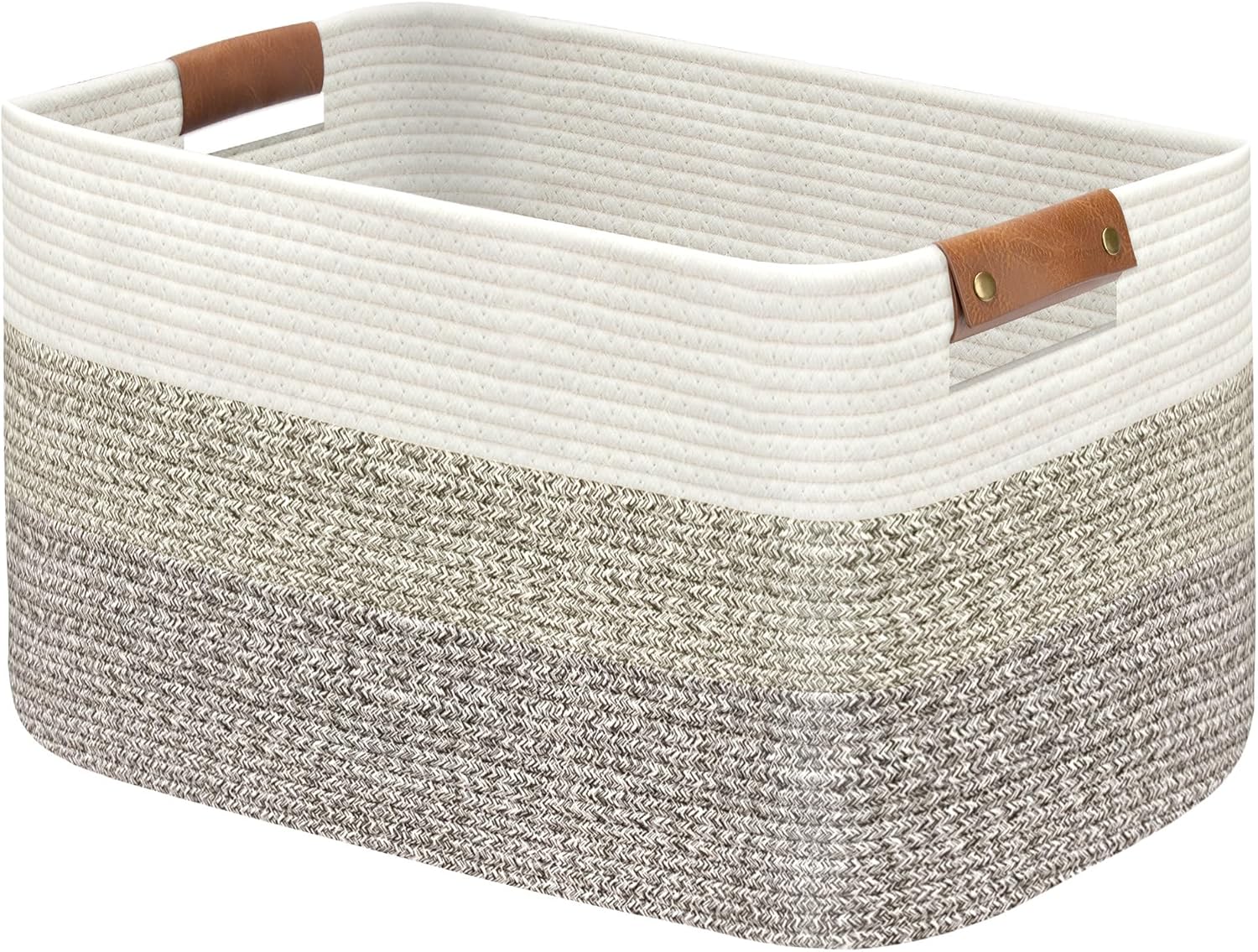 Large Collapsible Laundry Basket, Clothes Hamper for Blanket, Toy, Towels, Woven Baskets for Storage, Nursery Home Decor Living room 21.6" x 15" x 11.8", Gradient Brown