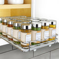LYNK PROFESSIONAL® Pull Out Spice Rack Organizer for Inside Kitchen Cabinets - 8-1/4 inch Wide - Slide Out Drawer – Chrome Sliding Spice Cabinet Organization Shelf Racks - 1 Tier