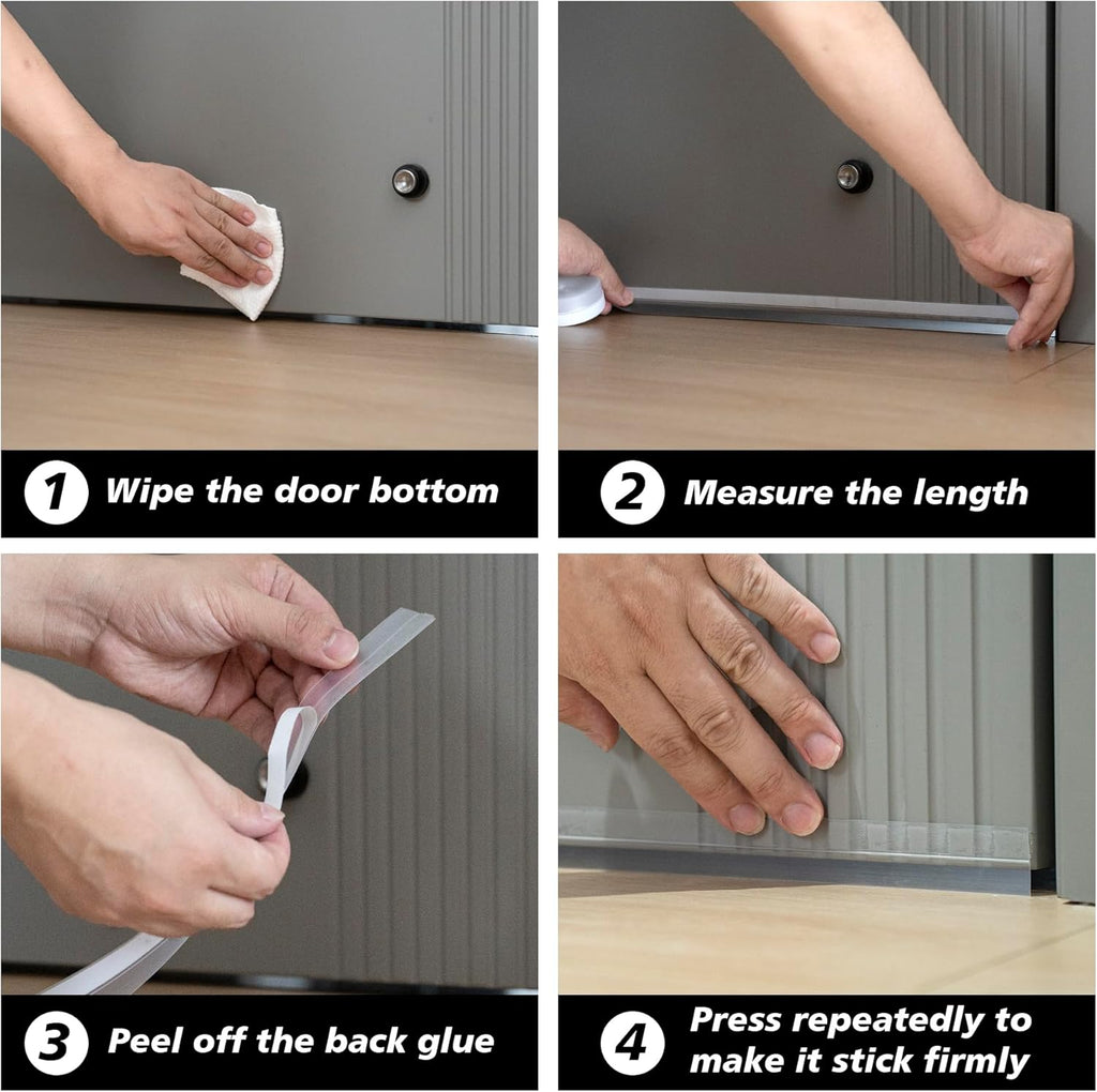 RECAPS 25mm 16.4 Feet Silicone Weather Stripping Door Seal, Transparent Under Door Gap Filler for Draft Stopper Adhesive Doors Windows and Shower Glass Gaps