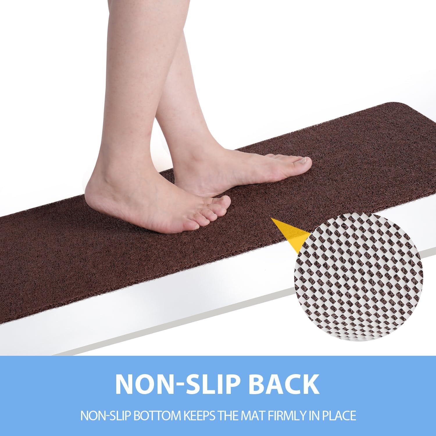 Non-Slip Bathtub Mat, Anti Slip Shower Mat, Fast Drying Bathtub Mats, Foot Scrubber Mat, Anti Slip Mat for Tub, Floor, Bathroom, Kitchen, Home, Hotel (Brown 36"×24")