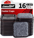 Ezprotekt 1 3/4" Square Reusable Felt Furniture Caster Cups with Carpet Bottom, 16 Pcs Felt Furniture Sliders Floor Protectors Pads to Protect Hardwood, Tile Floors Carpet from Scratches (Brown/Gray)