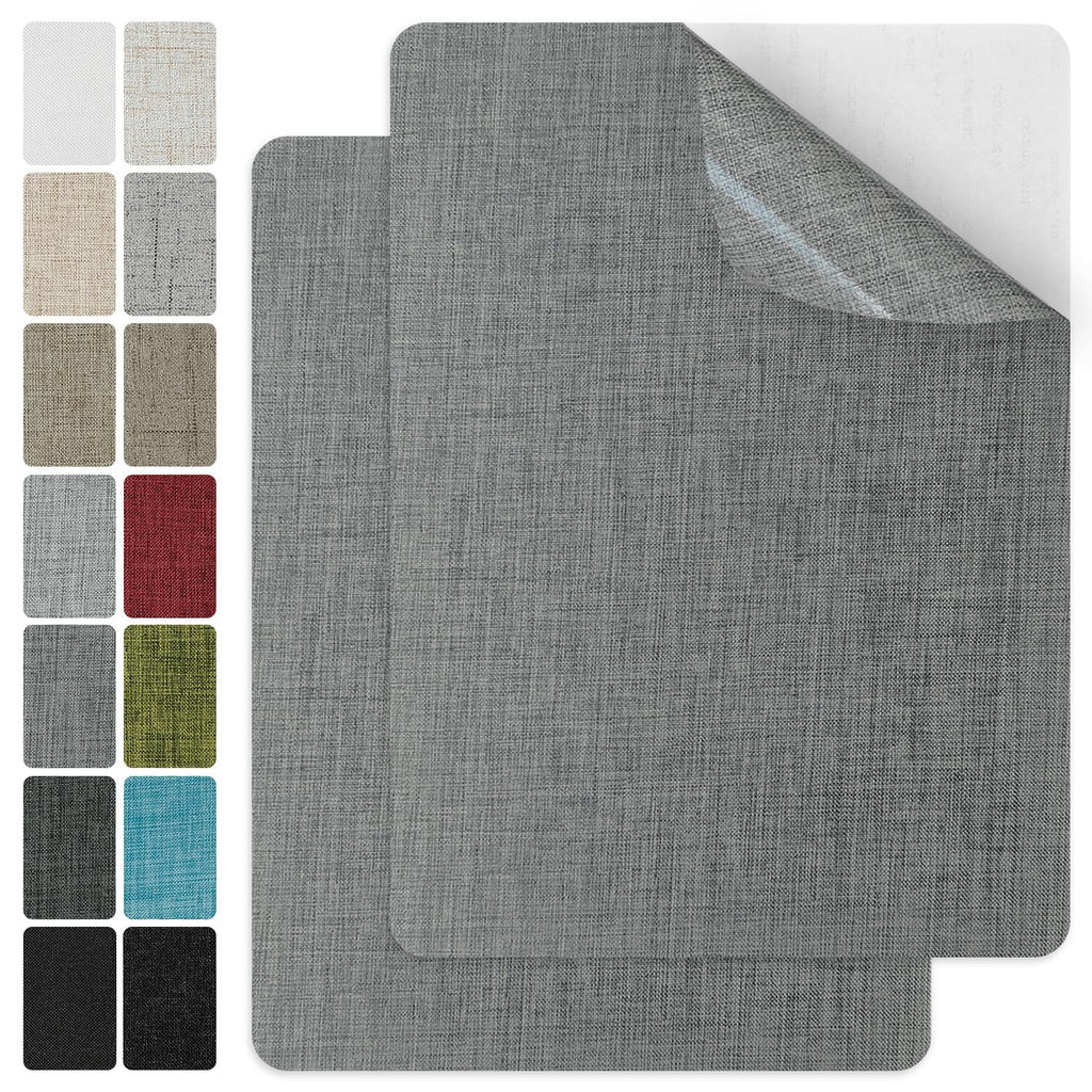 J.CARP 2Pcs Linen Repair Patches, Large Self-Adhesive Fabric Patch for Sofas, Couch, Furniture, Car Seats (8 * 11 inches-2PCS Light Gray)