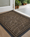DEXI Front Door Mat Outside Entrance, Heavy Duty Non Slip Low Profile Doormat for Entryway, Trap Dirt and Moisture Welcome Mats, Easy Clean, Patio, Garage, 17x29, Brown