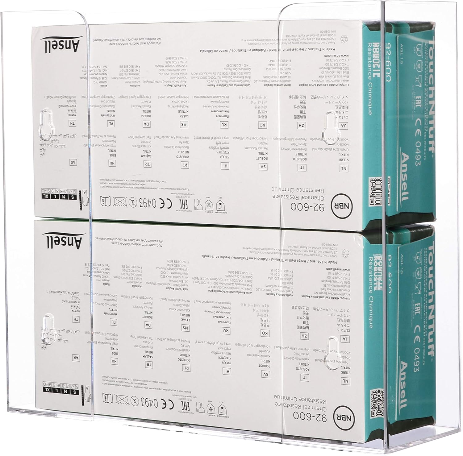 Cq acrylic Clear Wall Floating Glove Rack and Glove Box Dispenser Holder 10.2”x12.5”x3.5” Pack of 1
