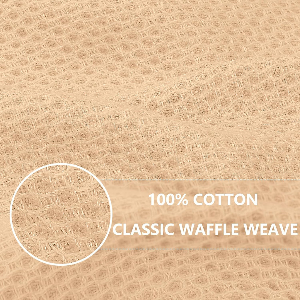 Homaxy 100% Cotton Waffle Weave Kitchen Dish Towels, Ultra Soft Absorbent Quick Drying Cleaning Towel, 13 x 28 Inches, 12-Pack, Apricot