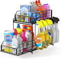 SUEH DESIGN Under Sink Organizer, 2 Tier Bathroom Cabinet Organizer Metal Kitchen Sink Organzier with Hanging Rail for Kitchen Bathroom Organization and Storage, 1 Pack
