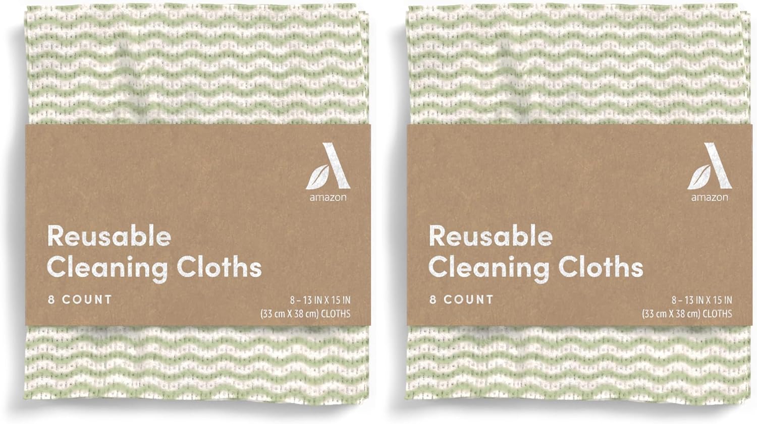 Amazon Aware All Purpose Cleaning Cloth, 8 Count, Pack of 2 Green, 13 x 15 Inch