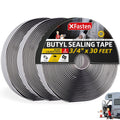 XFasten Butyl Putty Tape, Black, 1/8" x 3/4" x 30' (3-Pack) EDPM Butyl Rubber Sealant, Stretchable Camper Butyl Tape, Pool, Headlight and RV Sealant