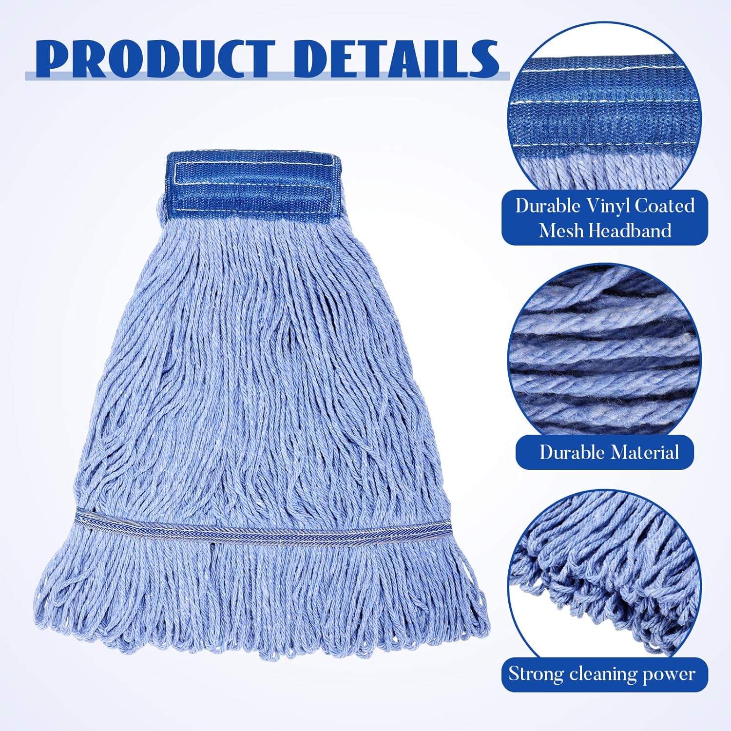 Gejoy 10 Pack 24oz Mop Head Replacement Commercial Cleaning Mop Head Wet String Heavy Duty Cotton Industrial Mophead for Floor Cleaning