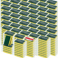 Tanlade 600 Pcs Individually Wrapped Dishwashing Sponge Bulk Non Scratch Scrub Sponges Kitchen Scouring Pad for Household Cleaning Rental Dishes Hotel Apartment Car (Yellow, Green)