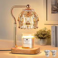 Candle Warmer Lamp with Timer Dimmer, Modern Wax Warmer for Scented Wax Jar Candle Warmer with 2 Bulbs, Adjustable Height Glass Lamp for Gifts for Women, House Warming Gifts, Home Decor, Gold Amber