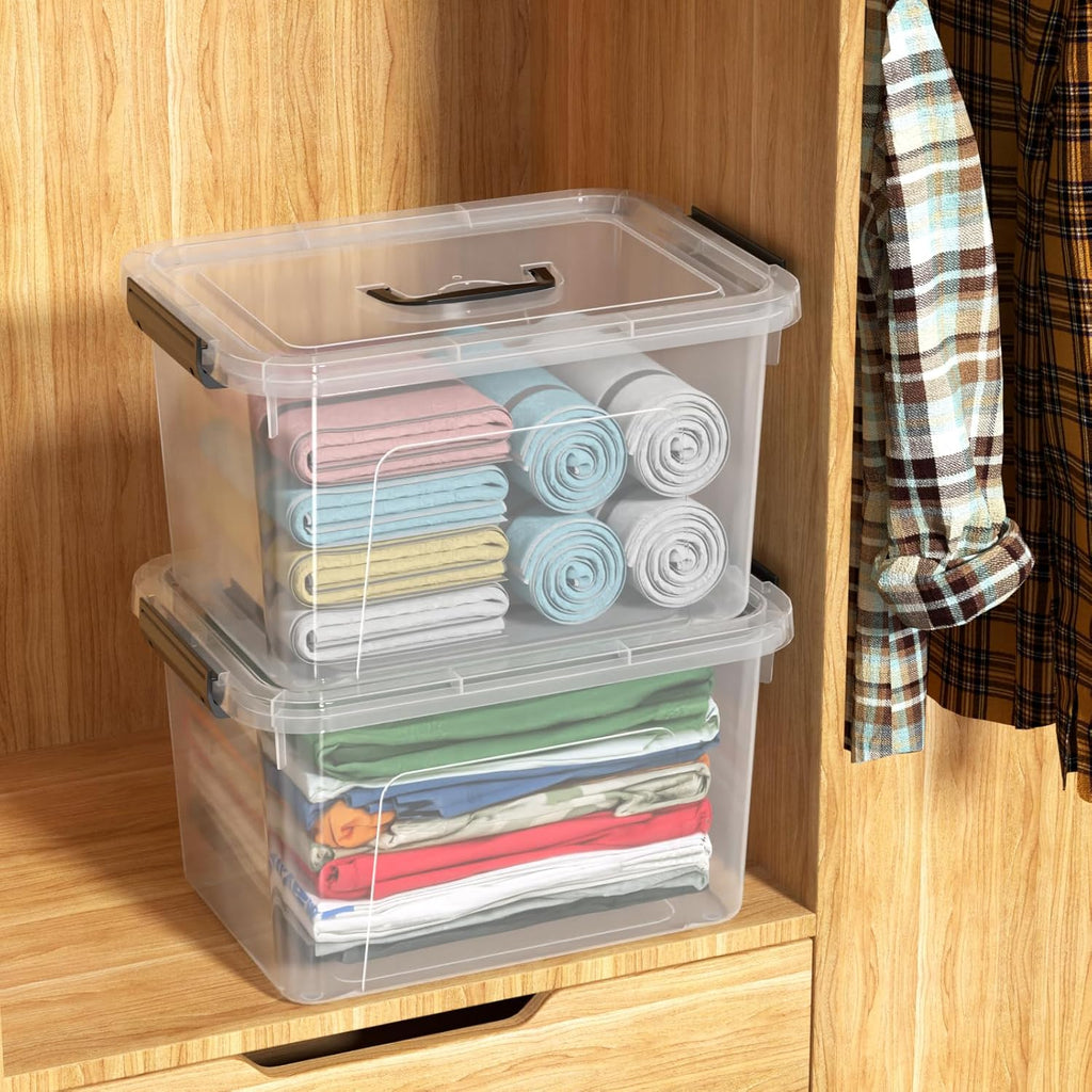 18 Quart Plastic Storage Bins with Lid, 4 Packs Clear Latching Storage Box