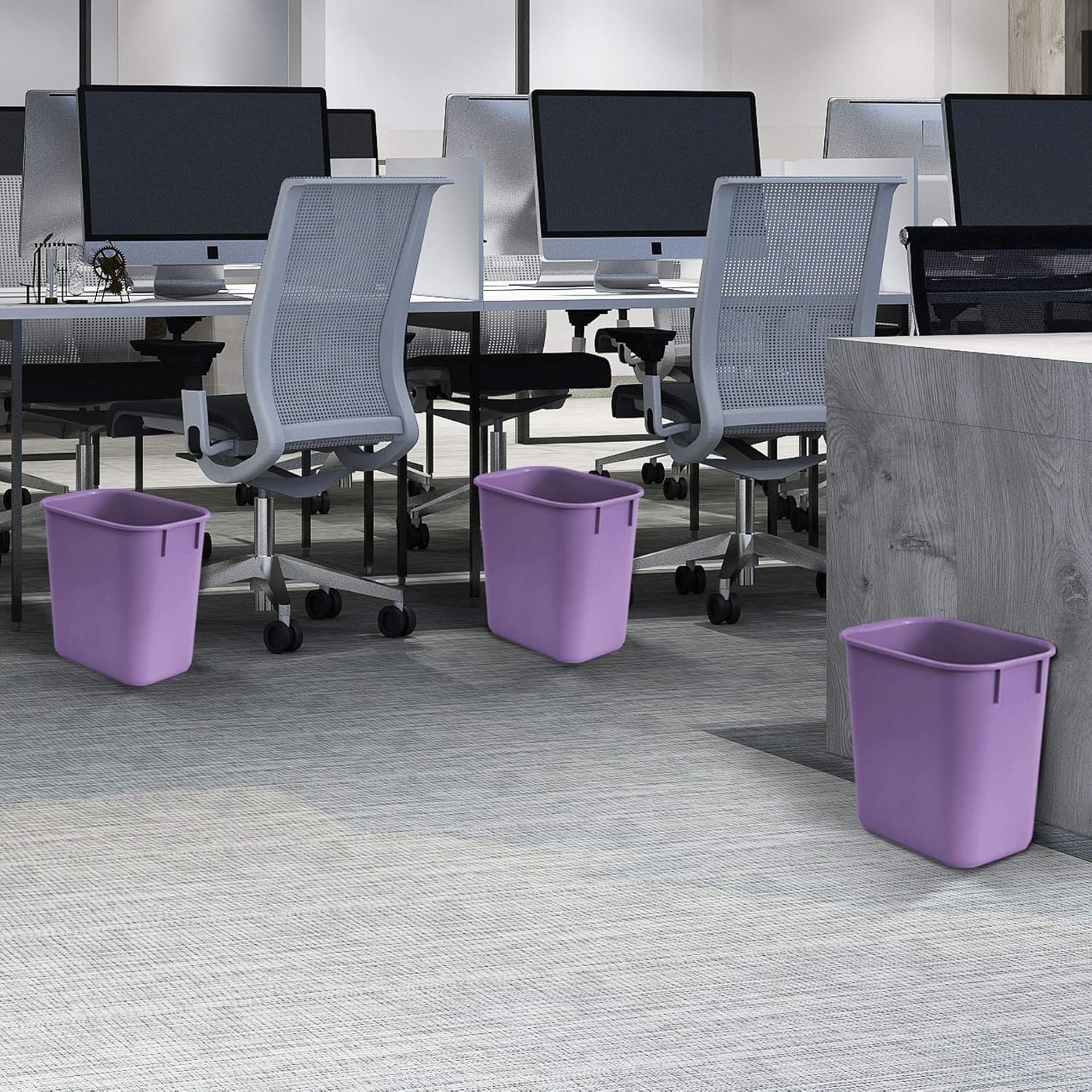 Acrimet Wastebasket, Deskside Bin, 3.25 Gallon/13 Quart/ 12 Liter (Plastic) (Purple Color) (Set of 4)