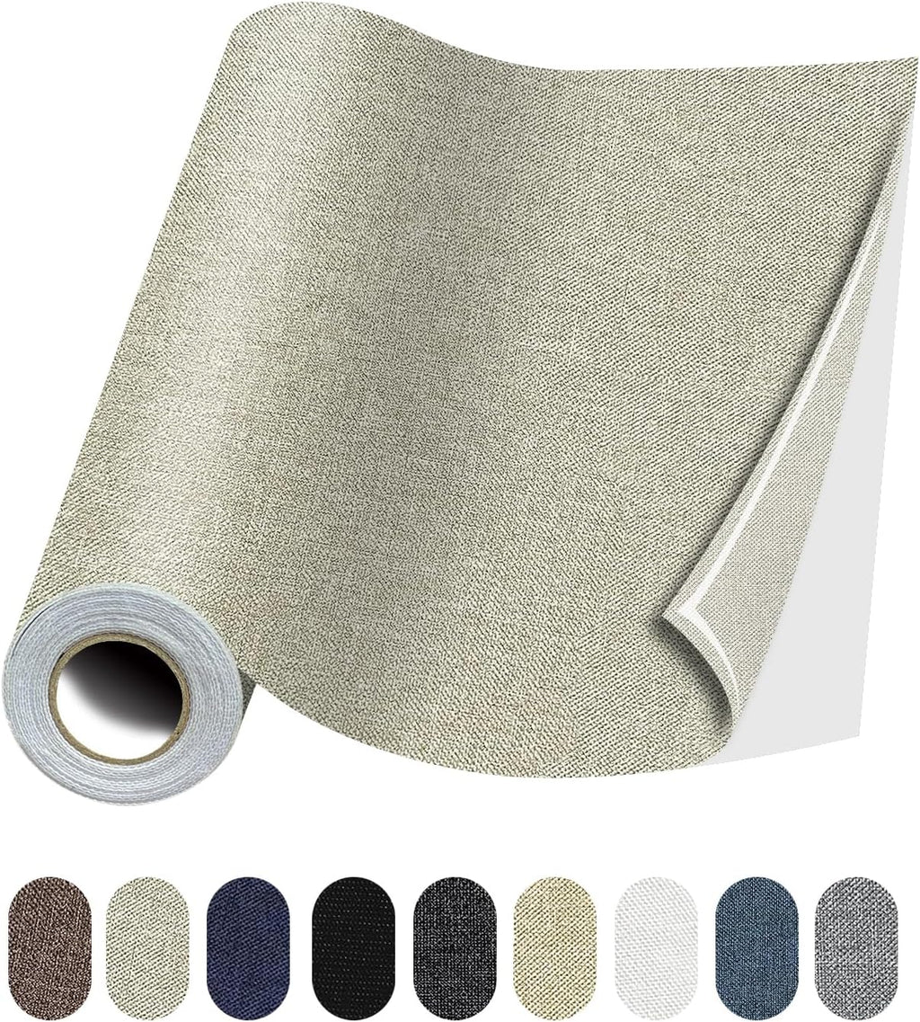 Fabric Repair Patches, 17X158 Inch Linen Repair Tape Self-Adhesive Fabric Patches Durable, DIY Large Linen Tape for Sofa, Couches, Furniture, Chair, Clothing （17X158 Inch, Beige）