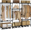Clothes Rack, Portable Closet, 81.1 Inch Large Capacity Wardrobe Closet, Clothes Storage Organizer with Shelves and 3 Hanging Rods, Easy to Assembly, Black PCT033B01