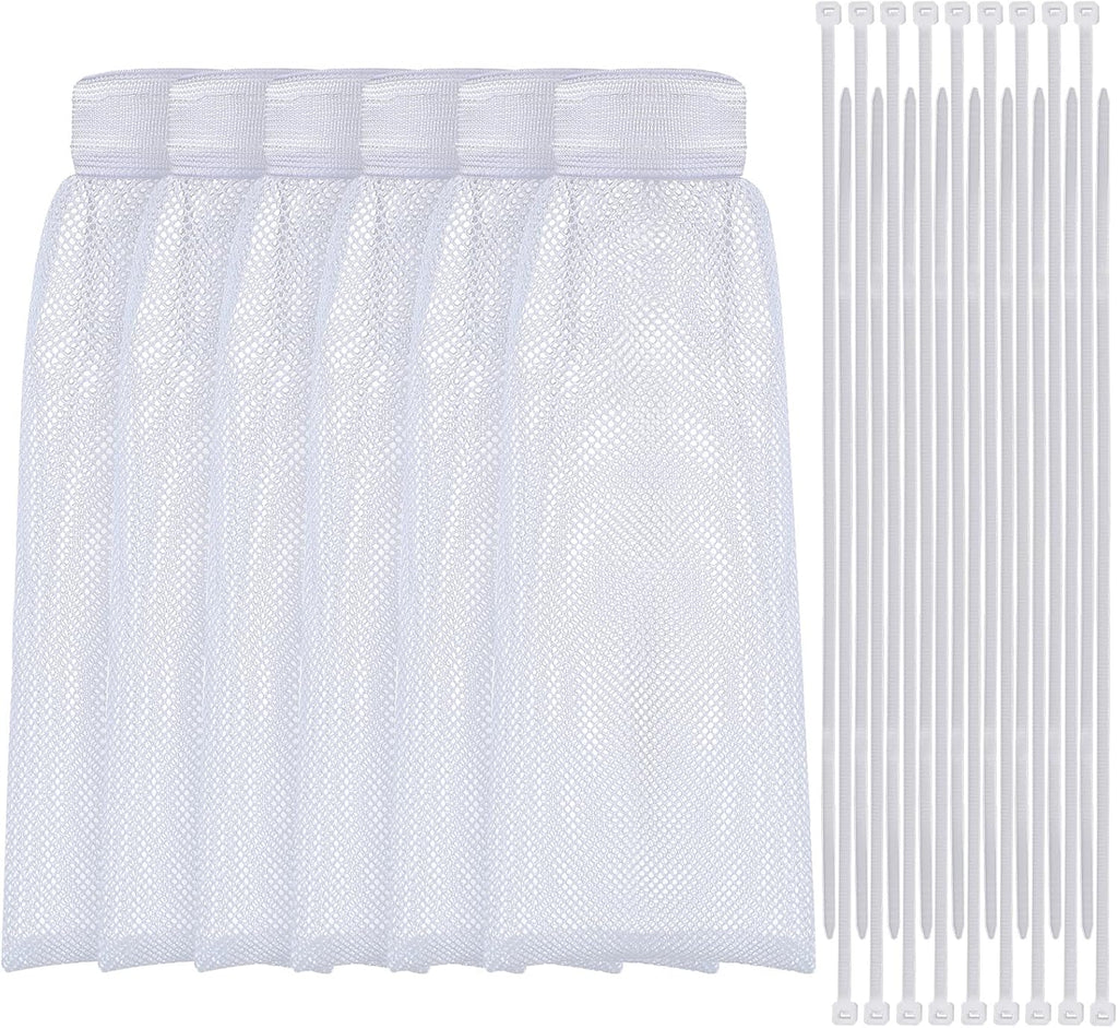Shappy 24 Pieces Washing Machine Lint Traps and Cable Ties Set 6 Nylon Mesh Lint Trap for Discharge Hoses and 18 Cable Ties Fits Most Washing Machines(White)