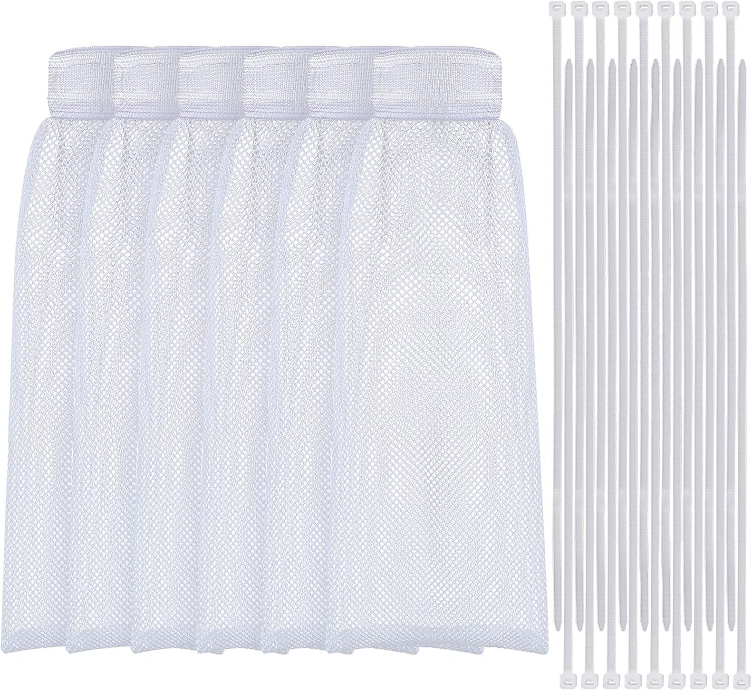 Shappy 24 Pieces Washing Machine Lint Traps and Cable Ties Set 6 Nylon Mesh Lint Trap for Discharge Hoses and 18 Cable Ties Fits Most Washing Machines(White)