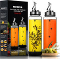 Glass Olive Oil Dispenser Bottle for Kitchen Shatterproof & Leakproof Oil and Vinegar Dispenser Set with Stainless Steel Spout & Rubber Bottom 17 oz Olive Oil Bottle for Cooking, Set of 2