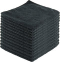 Microfiber Cleaning Cloths,12 Pack, 16"x16", All-Purpose, Softer, Highly Absorbent, Lint-Free, Reusable, Washable Pro Towels, Black, for House, Kitchen, Bathroom, Car, Office