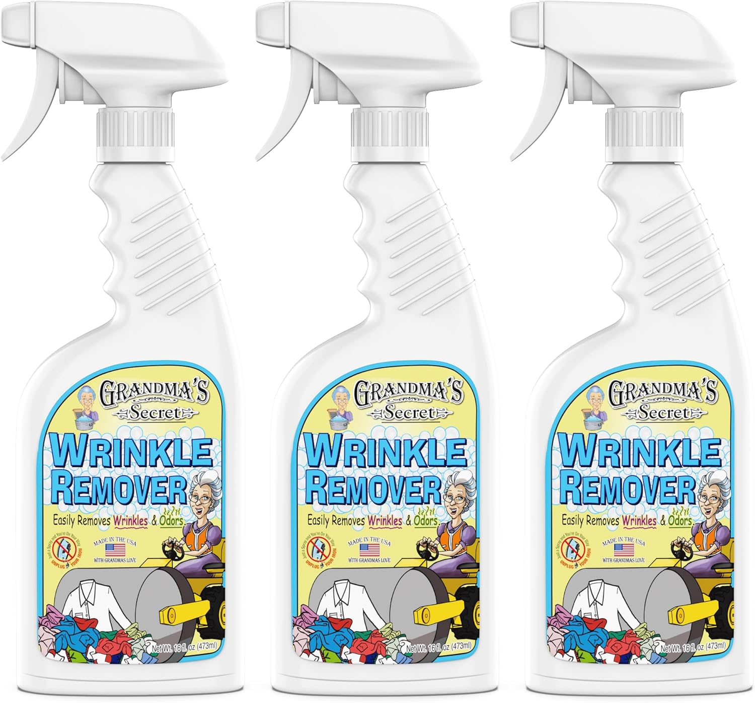 Grandma's Secret Wrinkle Remover Spray - Easily Removes Wrinkles & Odors - Wrinkle Release, Fabric Refresher Spray, Chlorine, Bleach and Toxin-Free - 16 Ounce, 3 Pack