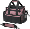 Compact Wearable Cleaning Caddy, Small Cleaning Caddy Supplies Organizer with Handle & Shoulder Straps for Housekeepers, Under Sink & Car Cleaning Tool Organizers Bag (LotusPink)