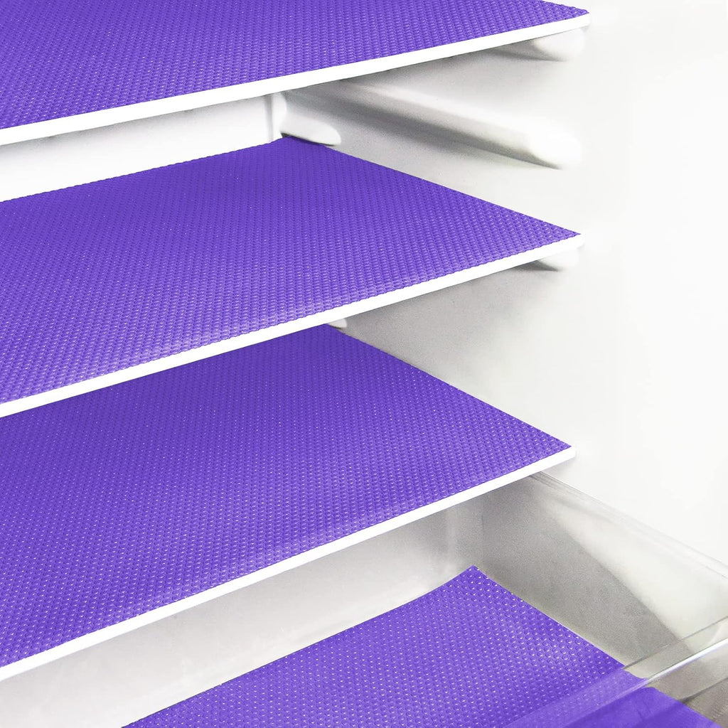 24Pcs Refrigerator Liners, Washable Fridge Liner Mats Covers Pads for Glass Shelf Cupboard Cabinet Drawer Home Kitchen Accessories Organization (Purple)