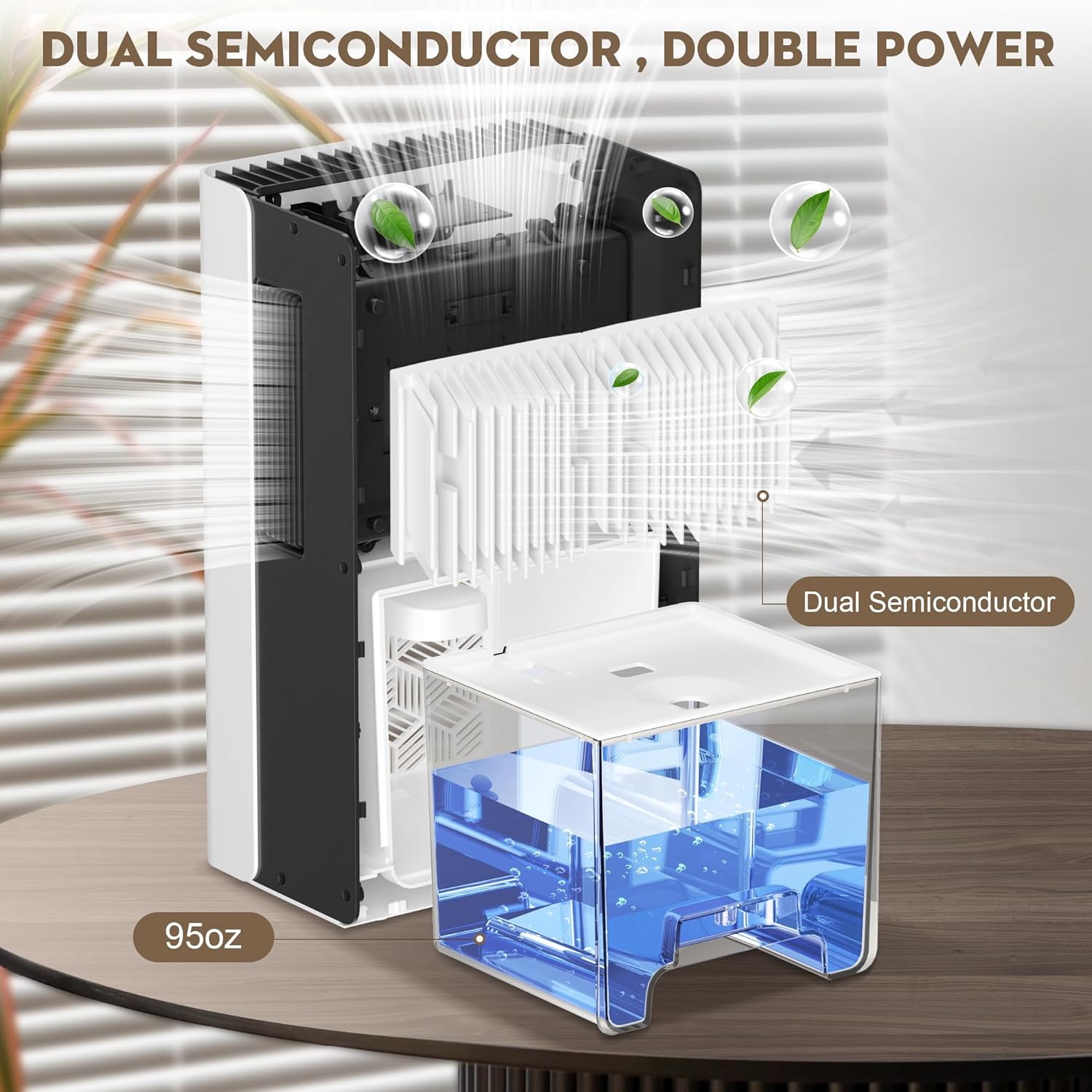 ToLife Dehumidifier for Home, 1000 sq.ft Dehumidifiers for Basement Bedroom Bathroom with 95 OZ Water Tank, Auto Shut Off 7 Colors LED Light, White Black