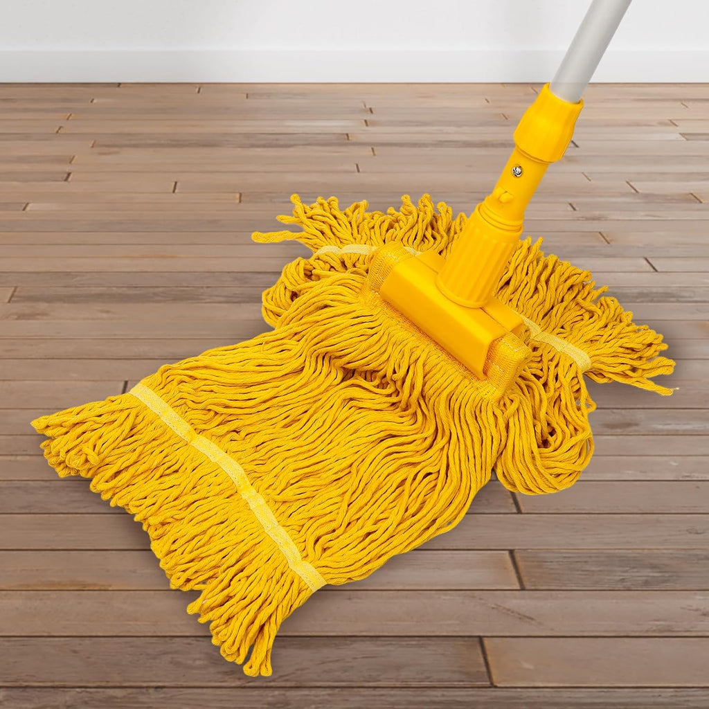 Pack of 2 Heavy Duty Commercial Mop Head Replacement, General Cleaning Mop Heavy Duty Commercial Replacement Wet Industrial Blue Cotton Looped End String Head Refill,Super Absorption and Durability