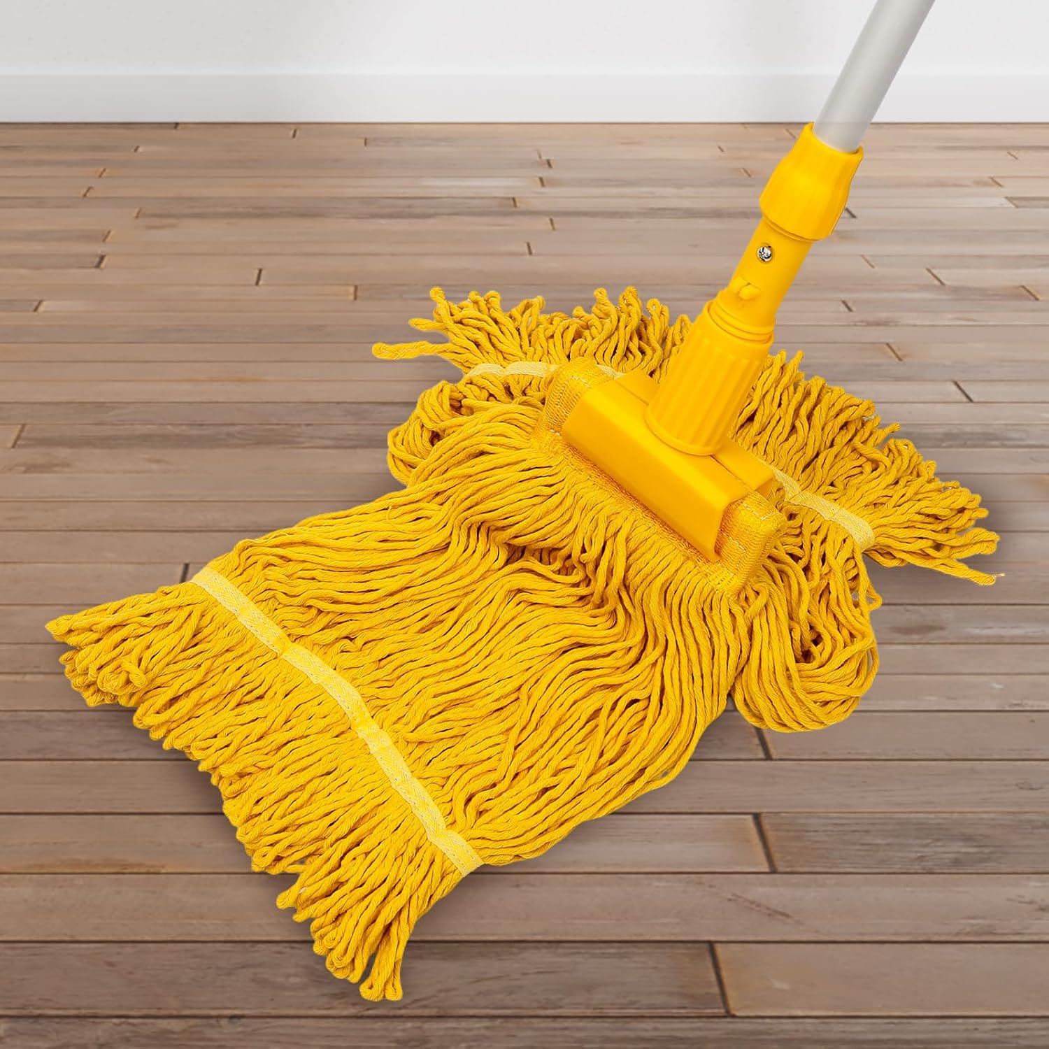 Pack of 2 Heavy Duty Commercial Mop Head Replacement, General Cleaning Mop Heavy Duty Commercial Replacement Wet Industrial Blue Cotton Looped End String Head Refill,Super Absorption and Durability