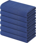 Homaxy 100% Cotton Waffle Weave Kitchen Towels - 6 Pack Soft and Absorbent Dish Towels - 16 x 26 Inches Quick Dry Hand Towels - Navy Blue