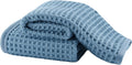 Microfiber Waffle Face Towels, 2 Pieces, Oversized, Soft, Absorbent, Fast Drying, Lint Free (Blue)