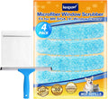 KEEPOW 14" Microfiber Window Scrubber Refill Replacement Compatible with MR.SIGA, Compatible with Ettore Professional Window Cleaning, Reusable & Washable Window Squeegee for Home (4 Pack)