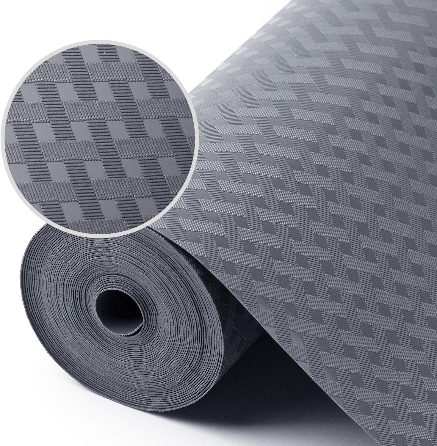 Shelf Liners for Kitchen Cabinets Refrigerator Liners Waterproof & Oil-Proof Kitchen Cupboard Liner Non-Slip Drawer Mats EVA Non Adhesive Fridge Liner for Shelves - Gray 11.8 x 236.2 Inches