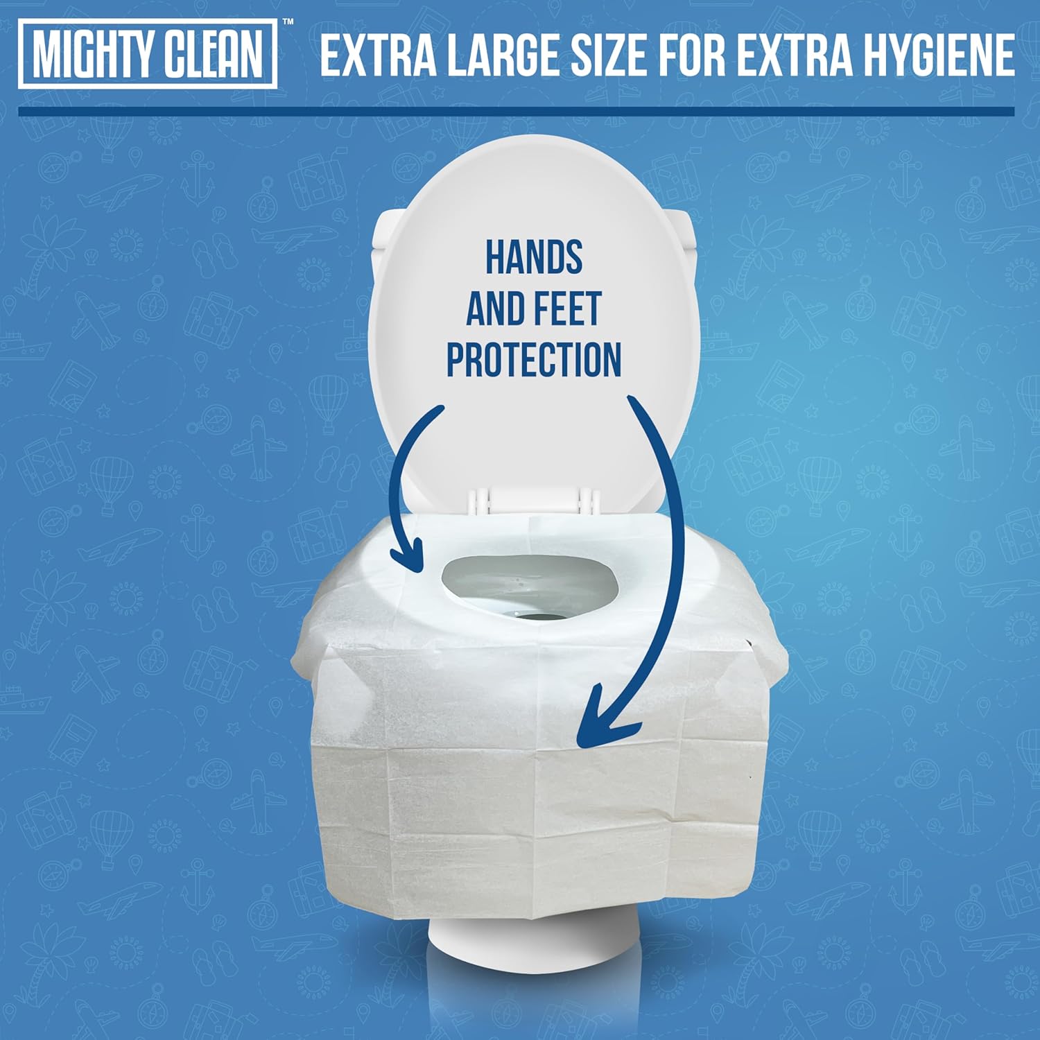 Toilet Seat Covers Flushable - Upgraded XL Size| Biodegradable Paper Covers for Adults, Kids, Toddlers | Travel Essentials for Public Restroom, Airplane, Camping (50 Pack)