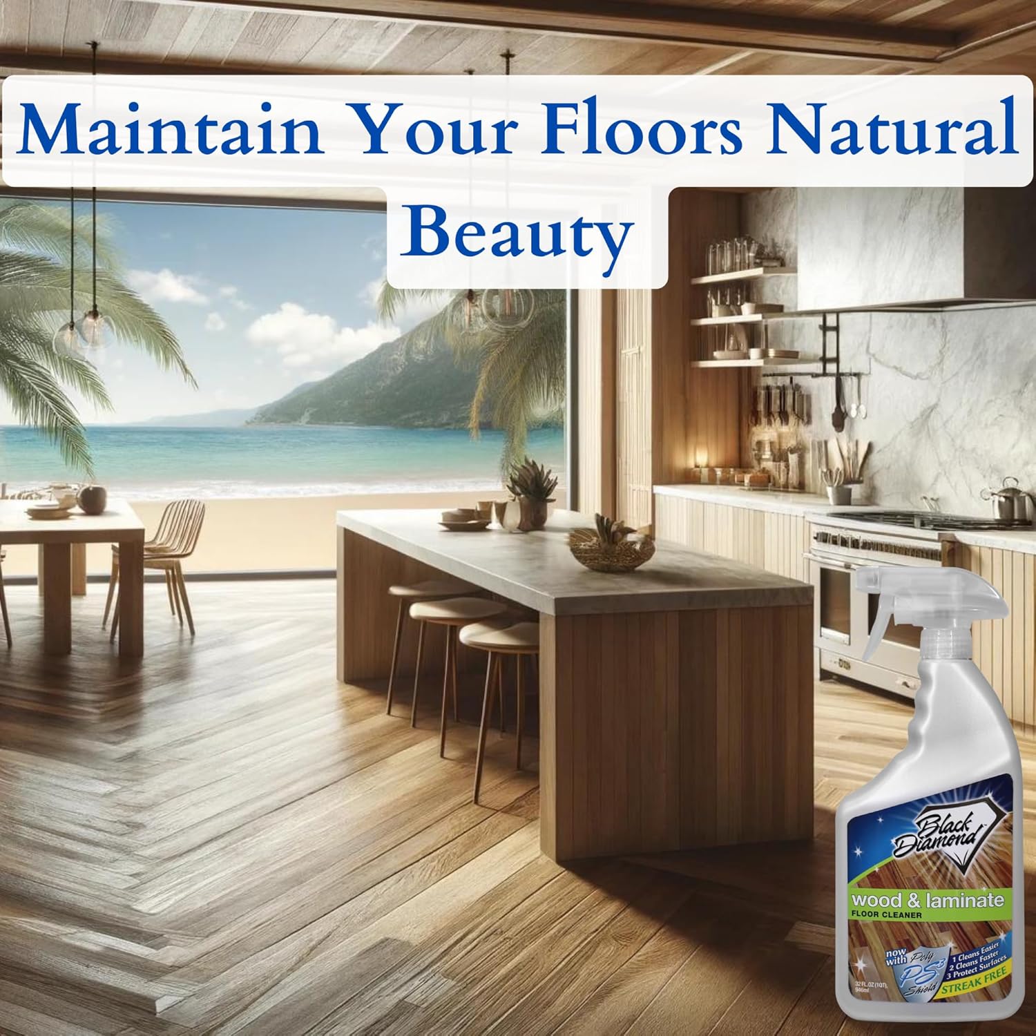 Black Diamond Stoneworks Wood & Laminate Floor Cleaner- Ready to Use Non-Toxic No-Rinse Formula - Safe for Vinyl, Wood, and Engineered Floors (512 Fl Oz)