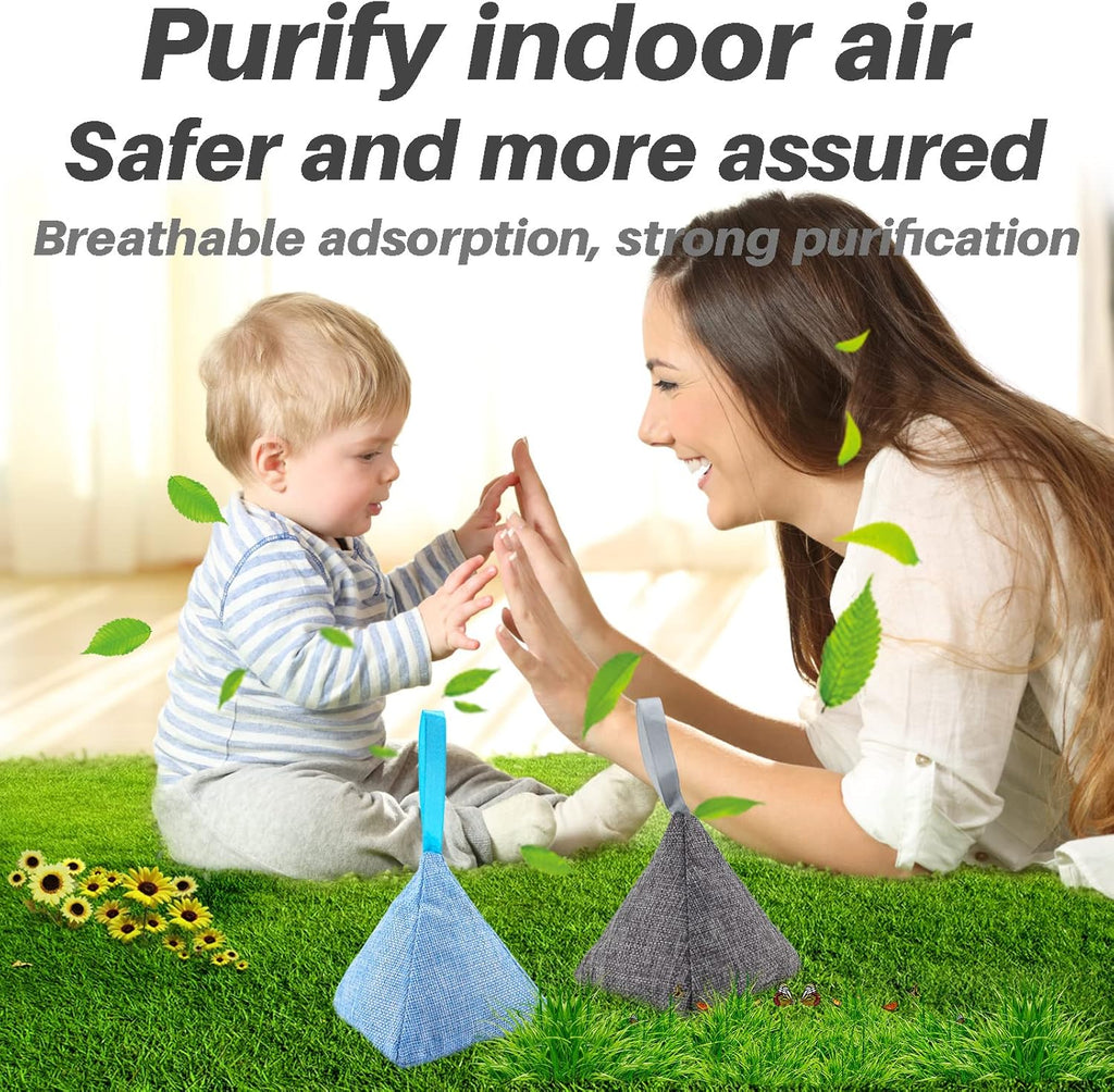 Charcoal Bags Odor Absorber (3x200g) Activated Bamboo Charcoal Air Purifying Bags Charcoal Odor Eliminating Bags for Home & Car Shoes, Closet, Pet -3 PACK