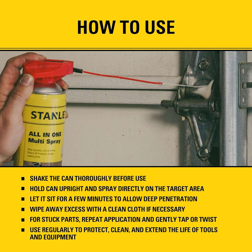 Stanley T240 Corrosion Inhibitor Spray - Rust Remover&Cleaner Aerosol - Versatile Rust Prevention Spray for Garage, RV, Woodworking, Power Tools - 11 Oz, 2 Pack