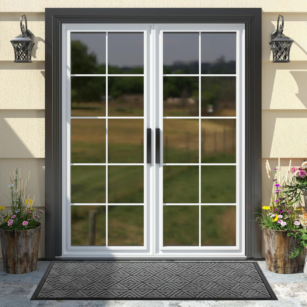Yimobra Large Door Mat 47x24, All-Weather Waterproof Non-Slip Welcome Matt Outdoor, Heavy Duty Non Slip Doormat for Entryway for Patio and Garage Indoor, Easy Clean, Grey